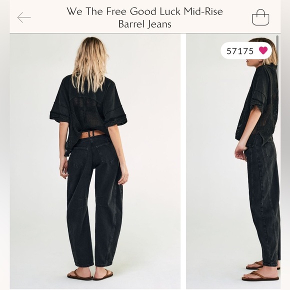 Free People black good luck barrel jeans - Picture 7 of 8